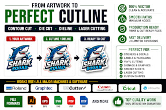 create contour cut, die cut, dieline and laser cut lines