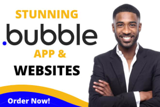 develop website, or app with bubble io, flutter mobile app, webflow, adalo