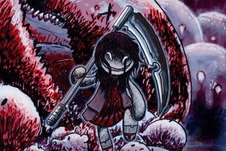 draw cute dark or cute horror illustrations for you