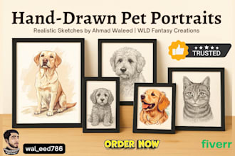 draw hand drawn pet portrait
