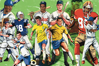 create sports illustration, book illustration