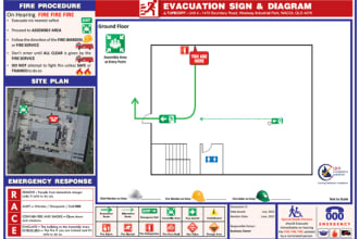 design a fire emergency evacuation plan, diagram, exit plan