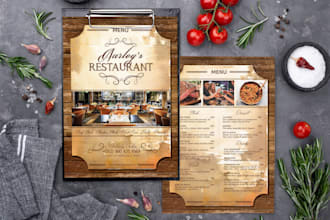 design awesome food menu, food flyer or food tent