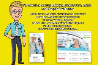 create dentist, health care, doctor, clinic,hospital website