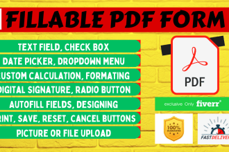 create and design autofill fillable PDF form with fast delivery