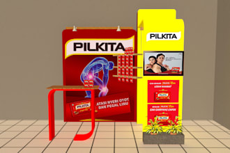 make a booth design with a contemporary concept