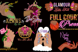 do hand drawn nail cosmetics logo business card for you