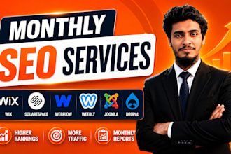 do monthly SEO services for wix, squarespace, webflow, weebly, joomla, drupal