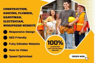 design plumber, roofing, electrician, construction handyman, wordpress website