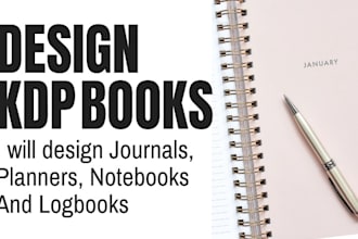 design low content kdp journals, planners, notebooks and logbooks