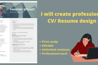 create custom modern resume, cv, cover letter, portfolio