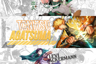 design a unique anime banner for youtube, twitter or twitch