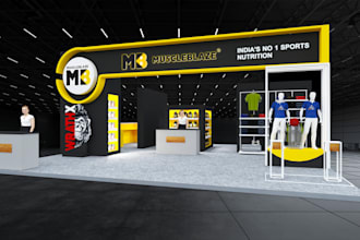 design 3d trade show booth, exhibition stall, kiosk, stand