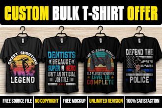 do bulk typography and custom tshirt design for pod