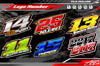create a number logo 3d style premium