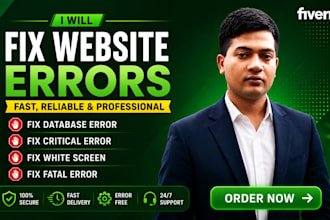 fix wordpress error like database error, critical error, fatal error so fast