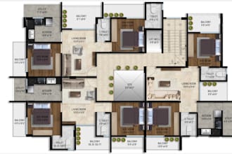 create 2d and 3d architecture floor plan using photoshop