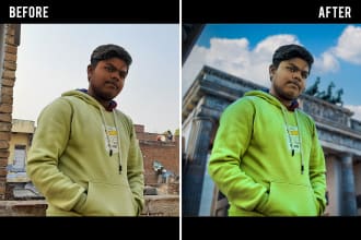 do photo editing, skin retouching,  remove background