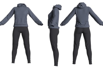 create fashion 3d clothing garment mockup and 360 animation