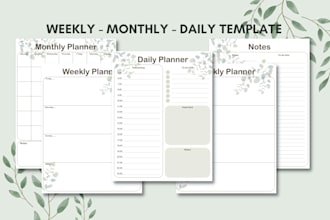 do digital printable planner templates and journal design