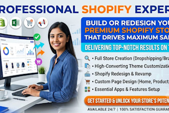 redesign shopify store home, header, footer, cart pages