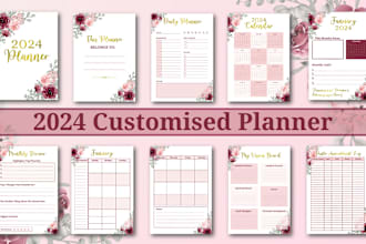 design custom and unique printable planners , journals, or calendar design