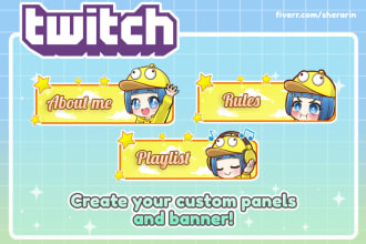 design cute custom twitch panel for you