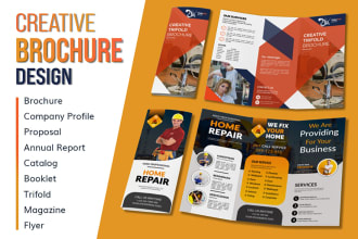 design clean professional brochure, trifold, bifold, 4 fold