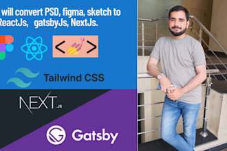 convert PSD figma, sketch to react, gatsbyjs,nextjs web apps