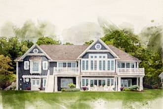 create watercolor architecture or house illustration for you