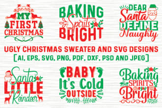 do ugly christmas sweater and t shirt with svg design bundle