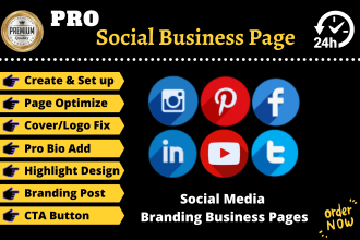 create instagram business page, twitter, pinterest, youtube, facebook page