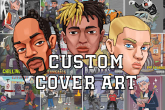 draw cartoon cover art illustrations, single, spotify canvas