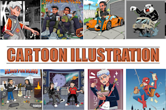 draw cartoon illustrations cover or music artwork, no ai