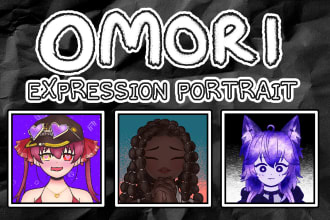 draw you an omori styled expression portrait or polaroid