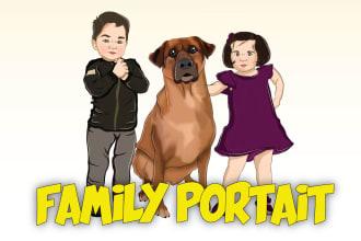 draw your animal pets, into cartoon portrait