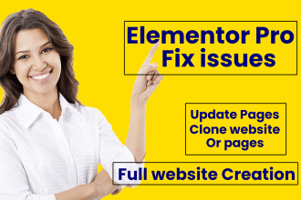 fix elementor website issues, create elementor wordpress site by elementor pro