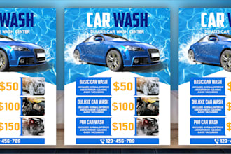 design professional car wash flyer, auto detailing poster