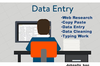 data entry, web research and copy paste work