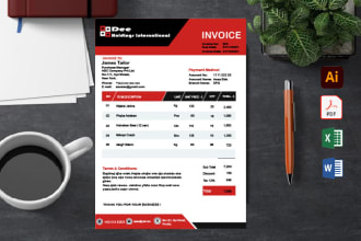 design modern invoice, letterhead, quotation, receipt, order form or worksheet