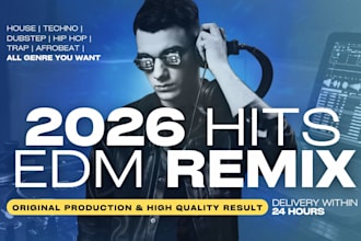 remix song into edm techno, afro house, hardstyle, dubstep