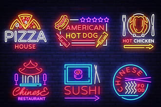 design stunning neon logo, neon photo and neon sign