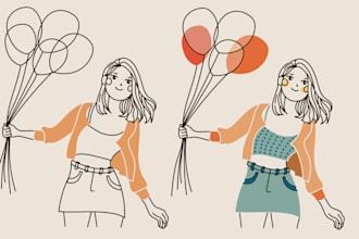 draw a cute line art portrait from your photo