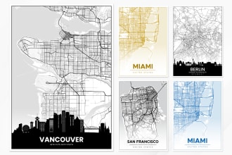 design print ready custom city map wall art posters