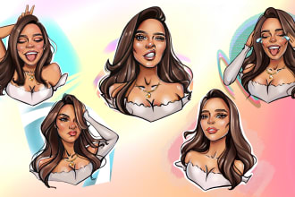 draw custom cartoon sticker portrait for telegram, whatsapp