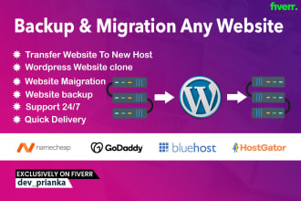 backup, migrate, transfer, clone wordpress website in 3 hrs