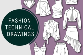 create professional fashion technical drawings