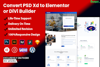 convert figma, adobe xd, PSD to wordpress design