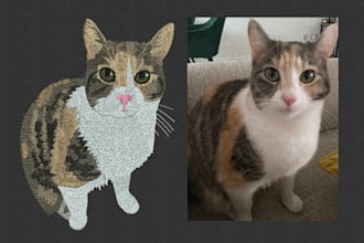 do pet embroidery digitizing into dst, ofm, pxf, pes, cnd file