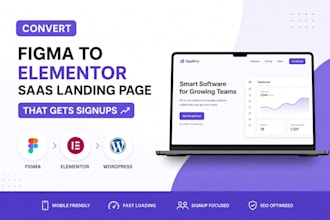convert figma to elementor saas landing page that gets signups